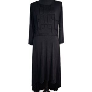 Studio M Black Embellished Hi Low Dress w 3/4 Sleeves sz M
